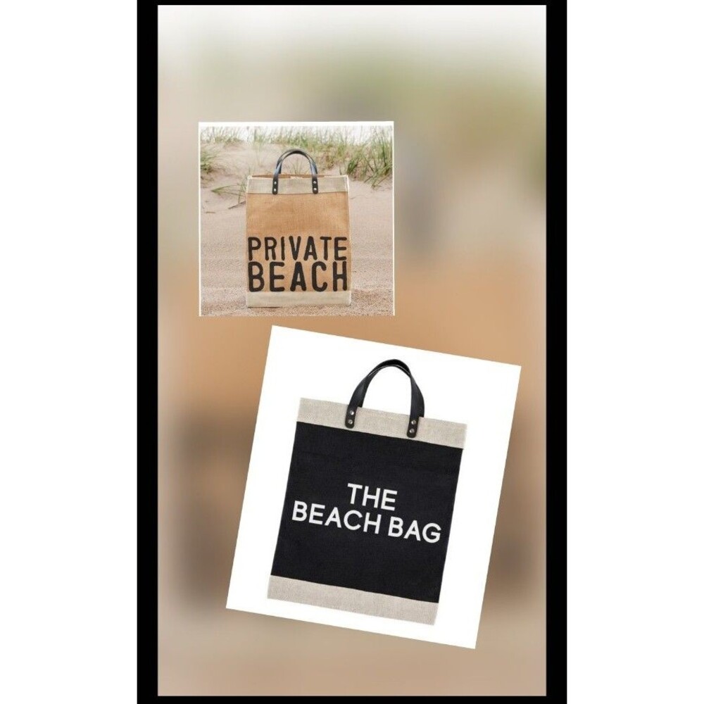 Bundle Set of 2 Amazing Quality Large Jute Totes Leather Handles NWT